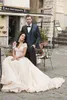 Innocentia A Line Abiti da sposa con spalle scoperte Abiti da sposa in pizzo senza maniche Fata Backless Boho Abito da sposa Economici vestido de novia