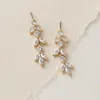 Crystal Bridal Earrings Silver Rose Gold Leaves Earrings Rhinestone Wedding Earrings Studs CZ Dangle Bridal Jewelry Bridesmaid Gif278C