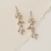 Crystal Bridal Earrings Silver Rose Gold Leaves Earrings Rhinestone Wedding Earrings Studs CZ Dangle Bridal Jewelry Bridesmaid Gif214M