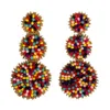 Wholesale- fashion luxury designer exaggerated bohemia colorful hand beaded multi circles dangle stud earrings for woman