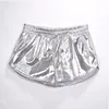 Ny design kvinnor glänsande metalliska heta shorts 2019 sommar holografisk våt ser avslappnad elastisk dragkedja festival rave booty shorts