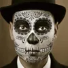 Decoração de Halloween Tattoo de tatuagem de tatuagem de maquiagem facial adesivo dia do crânio morto máscara de face à prova d'água tatuagens de máscaras xbjk1909