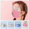 2 en 1 masque de protection faciale anti-poussière soupape respiratoire masques lavables bouche moufle enfants dessin animé masque de protection des yeux sans filtre CCA12292 100pcs