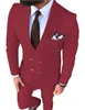 Zweireihiger Bräutigam-Smoking in Blau/Beige/Wein/Grau/Rot mit spitzem Revers, 2-teiliger Blazer für Hochzeit/Abschlussball/Abendessen (Jacke + Hose + Krawatte) W914