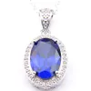 Ny Vintage Oval Swiss Blue Topaz Gems Pendant Halsband 925 Silver Smycken För Kvinnor Thanksgiving Gift CZ Zircon Pendant Smycken 1Inch