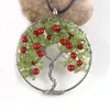 10PRS LuckyShine Tree of Life Natural Crystal Green Olive Gemstone Silver Women Classic for Holiday Necklace hanger