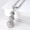 New 18K Gold Plated Ice Out Full CZ Cubic Zirconia Christmas Snowman Pendant Necklace Chain Hip Hop Jewelry Gifts for Men an230w