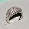 Joyería de lujo hecha a mano 925 Sterling SilverGold Relleno Pave Blanco Zafiro CZ Diamante Piedras preciosas Fiesta Mujeres Anillo de boda Anillo de dedo Regalo