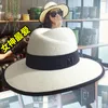 Chapeaux Fedora en paille blanche à large bord pour femmes, chapeaux de plage à la mode, livraison gratuite SDDS030