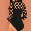 الساخنة السوداء المقطوعة bodysuit نساء الجسم بدلة جوفاء مثيرة طويلة الأكمام بذلة رومبير 2020 مثير النادي bodysuits catsuit j#