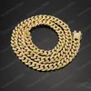 Iced Out Bling Rhinestone Golden Finish Miami Cuban Link Chain Halsband 24 30inch Mäns Hip Hop Halsband Smycken