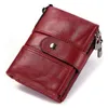 KAVIS 100% Genuine Leather Wallet Men Crazy Horse Wallets Coin Purse Short Male Money Bag Quality With Chain Walet Small