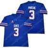 Wsk SMU Mustangs Jersey NCAA Football College James Proche Shane Buechele White Blue Button Down All Stitched Size M-3XL