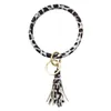 Leopard Print Pu Leather Keychain Armband Bangle Keyring Circle Key Ring Leather Tassel Armband Holder Fashion Jewelry270U