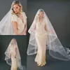 Fashion New 3m Dos capas Tope Costa Catedral Longitud de la cinta nupcial Vétiles con velo de boda a medida de color blanco marfil hecho a medida