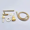 Brushed Golden Brass Bathroom Shower Set Wall Mounted Cold And Hot Water Mixer Faucet With Handheld Shower Head