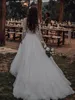 2019 Abiti da sposa stile country Boho con scollo a V maniche lunghe in pizzo tulle abiti da sposa da spiaggia taglie forti su misura