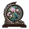 Gratis DHL Woonkamer Decoraties Ornamenten Chinese Tafel Decor Thuis Accessoires Handwerk Zijde Borduurwerk Patronen met Wenge Frame Geschenken