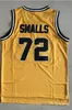 Biggie Smalls # 72 나쁜 소년 유명한 큰 영화 저지 100 % 스티치 농구 유니폼 저렴한 노란색 레드 블랙 믹스 주문
