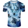 أحدث الذئب 3d طباعة الحيوان بارد مضحك تي شيرت الرجال قصيرة الأكمام الصيف قمم تيز أزياء تي شيرت