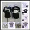 남성 저렴한 Birmingham Barons 45 Michael MJ 영화 야구 봉제 유니폼 모든 스티치 스포츠 셔츠 사이즈 S-4XL 블랙 화이트 그레이 무료 배송