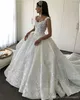 Luxury Plus Size Beaded Ball Gown Wedding Dresses Scoop Neck Cathedral Train 3D Appliqued Backless Wedding Bridal Gowns Vestidos De Novia