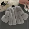 Srebrny Fur Coat Real Faux Fur Kurtka Płaszcz Trench Damska Płaszcz Manteaux Femme Cappotto Donna Invernale Doppio # 8 *