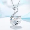 Moda - S925 Silver Swan Naszyjnik z Swarovski Crystal Wiszące łańcucha obojczyka