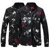 Mode floral bommenwerper jas jas heren bloem afdrukken slim fit mannelijke jassen windjack honkbal jas man kleding sweatshirts