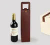 Luxuriöse tragbare PU-Leder-Einzel-Rotweinflaschen-Einkaufstasche, Verpackungshülle, Geschenk-Aufbewahrungsboxen mit Griff, 15 Stück