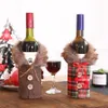 Capa para garrafa de vinho de Natal Enfeite de festa Mini casaco xadrez Suéter Bolsas para garrafa de vinho Decoração de jantar de ano novo de Natal JK1910XB