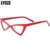 Wholesale-Lady eyewear Red and Black eyeglasses small Cat Eye glasses Frame vintage spectacle frames Transparent eye Lens