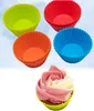 NOVO arrvial sete centímetros misturar cores Silicone Mould Muffin Muffin Cupcake Moldes FDA DIY Cupcake Baking Tools forma redonda Silicone Jelly Baking Mould