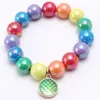 INS 12 stili per bambini Braccialetto di gioielli Perline colorate Cuore di sirena Bracciale con ciondoli a forma di cerchio Bracciale principessa di design carino per regalo di gioielli per ragazza