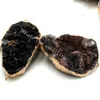 10 sztuk Pozłacane Freeform Druzy Galaxy Kamień Kwarcowy Kryształ Wisiorek Złącze Koraliki Podwójne Kapycie Szorstkie Naturalne Słońce Agat Gemstone Charms