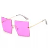 Lunettes de soleil en métal sans cadre surdimensionnées femmes lunettes de soleil élégantes sans monture 6 couleurs Cool Designer vente en gros