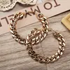 Large Circle Link Chain Hoop Earrings for Women Female Punk Big Metal Hollow Gold Color Geometric Earring Fashion Jewelry2176