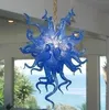 Modern Lamps Blue Colored Crystal Chandeliers Villa Custom Made Chandelier Style Hotel Decoration Blown Glass Pendant Lamp