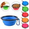 Podróży Składany Pet Dog Cat Feeding Bowl Wody Dish Feeder Silikon Składany z Carabiner 9 Kolory, aby wybrać darmową wysyłkę