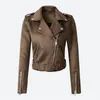 Women's Faux PU Leather Spring Suede Short Jacket Multy Zipper Motorcycle Coat Womens 2019 Autumn Dropshipping Biker Jackets