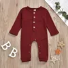 Kinderkleding Babyartikel Pit Rompertjes Peuter Solid Lange Mouw Jumpsuits Onesies Infant Soft Katoenen Button Bodysuit Climbing Suit BYP644