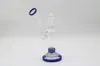 Real Image Blue Cheap Dab Rigs 11" Tall 14.4mm Joint Size Tyres Percolator Bong Water Pipes with Bowl Hand_Blowing Hookahs