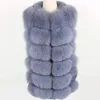 Manteau de fourrure véritable hiver femmes 70 cm gilet manteaux court manteau naturel veste