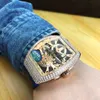 Orologio da uomo nuovo popolare Importazioni Movimento meccanico automatico 54 42MM Quadrante vuoto Cinturino in pelle con castone diamantato Moda Men251S