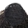 Extensão de rabo de cavalo cordão Afro-americano preto curto Afro Kinky Curly Curly Extension, Humano Puff Cabelo Cauda de Pônei para Mulheres Negras