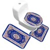 Banyo Halısı 3 Parça Set Klasik Desen Tuvalet Kapağı Ayak Pedi kaymaz Emici Banyo Kapı Mat Flanel Yumuşak Bathr Kilim Halı