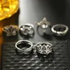 Bohemian Hollowing Lotus Animals 10pcs/Sets Band Rings Vintage Platinum Plated Personality Designer Jewelry Women Finger stackable Ring Gift