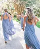 Skräddarsydda Strand Bröllop Gästklänningar 2019 Hög Halter Platser Ruched Chiffon Bridesmaids Klänning Formell Maid of Honor Dress Vestido de Novia