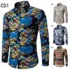 Moda Primavera Outono Casual Homens Camisa Slim Fit Flor Impressão De Linho Camisa de Manga Longa Camisas Masculina Floral Masculina M-5XL