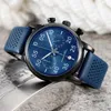 Luxury Sport mens watch blue fashion man wristwatches Leather strap all dials work quartz watches for men Christmas gifts clock mo237O